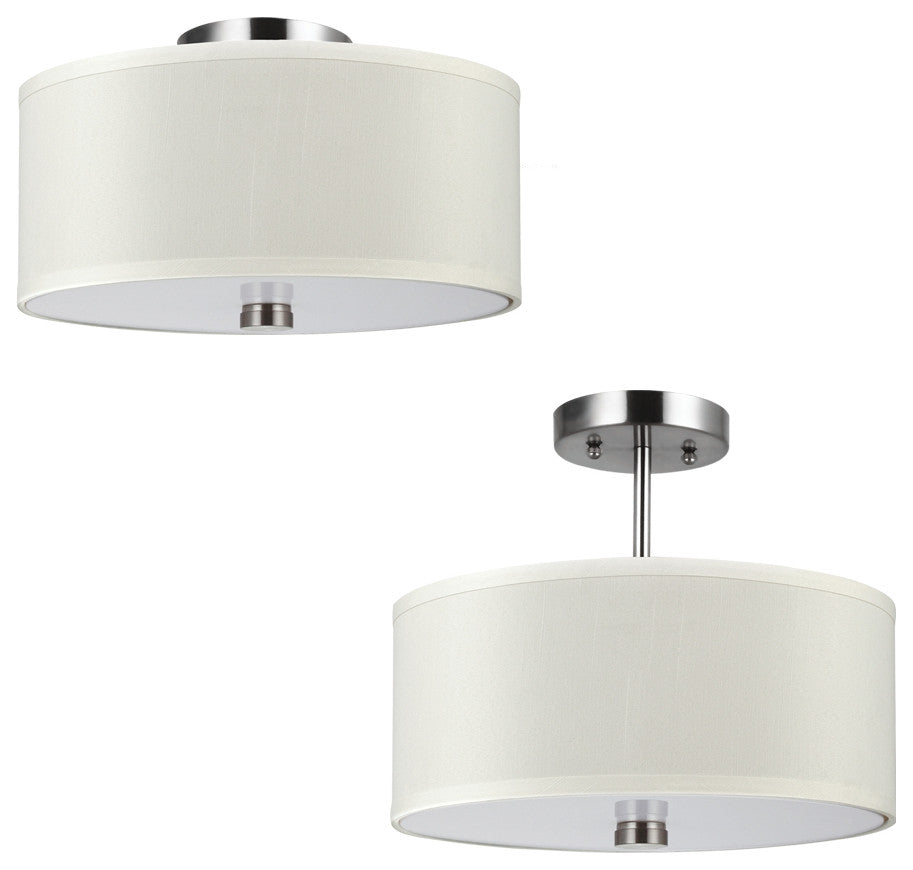 Dayna Shade Pendants 2-Light Semi-Flush Convertible Pendant, Brushed Nickel