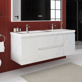 60 inch Wall-Mounted Bathroom Vanity Set with Resin Integrated Sink