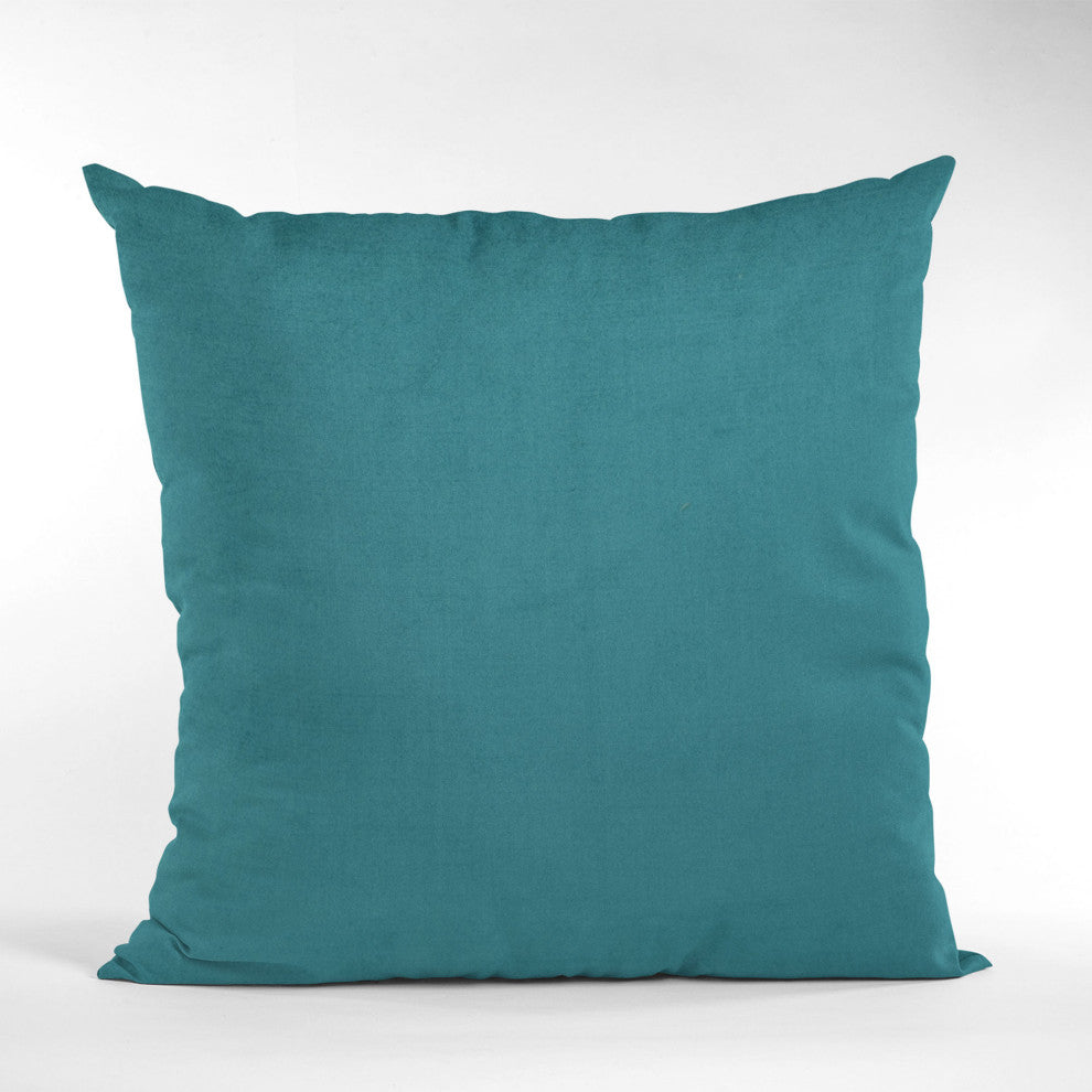 Sky Blue Solid Shiny Velvet Luxury Throw Pillow, Double sided 20"x36" King