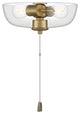 2 Light Clear  Bowl Fan Light Kit in Satin Brass
