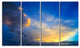 Dramatic Sunset Sky with Thunderstorm, Beach Photo Canvas Art, 48"x28", 4 Panels