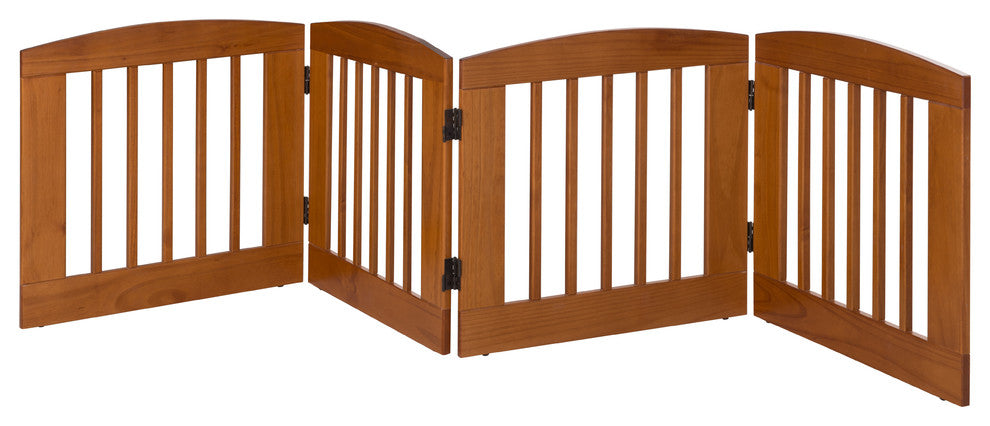 Ruffluv 4-Panel Expansion Pet Gate, Medium 24", Chestnut