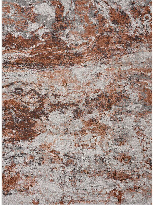8'x10' Brown and White Abstract Earth Area Rug
