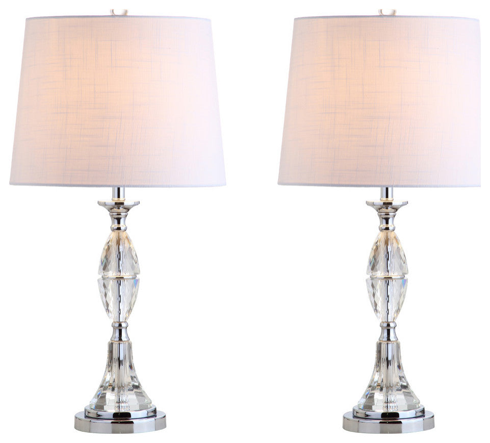 Reid 25.5" Crystal Table Lamp, Chrome, Set of 2