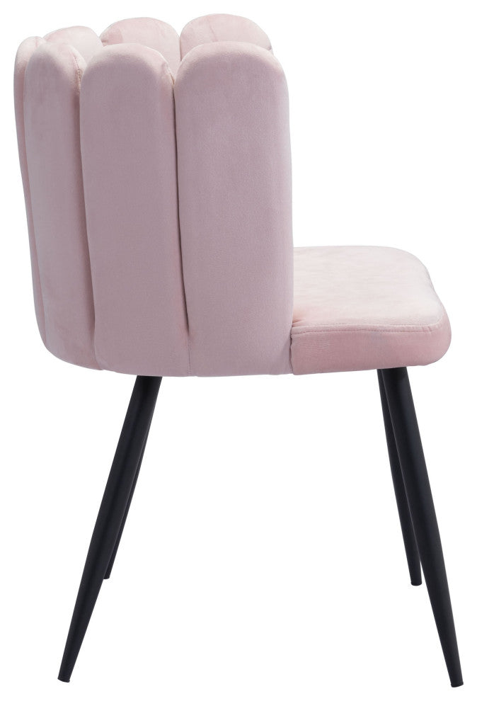Glam Scallop Pink Velvet and Gold Dining or Accent Chairs Set of 2