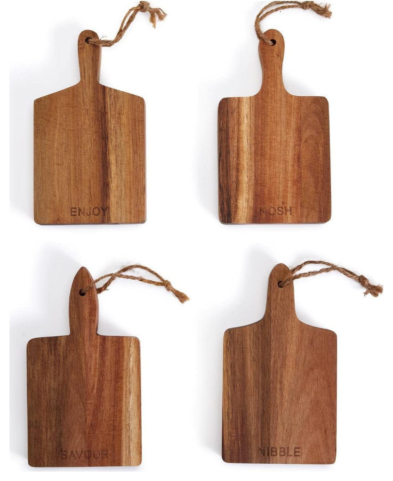 Two's Company Set of 4 Individual Wood Charcuterie Boards
