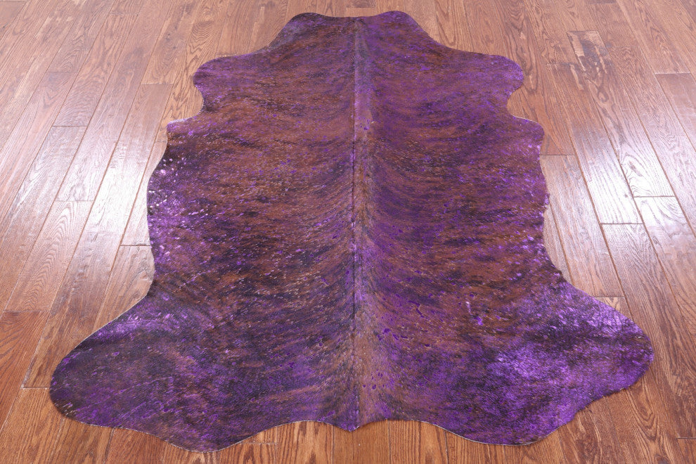 6' 0" X 4' 10" Purple Metallic Cowhide Rug C2150