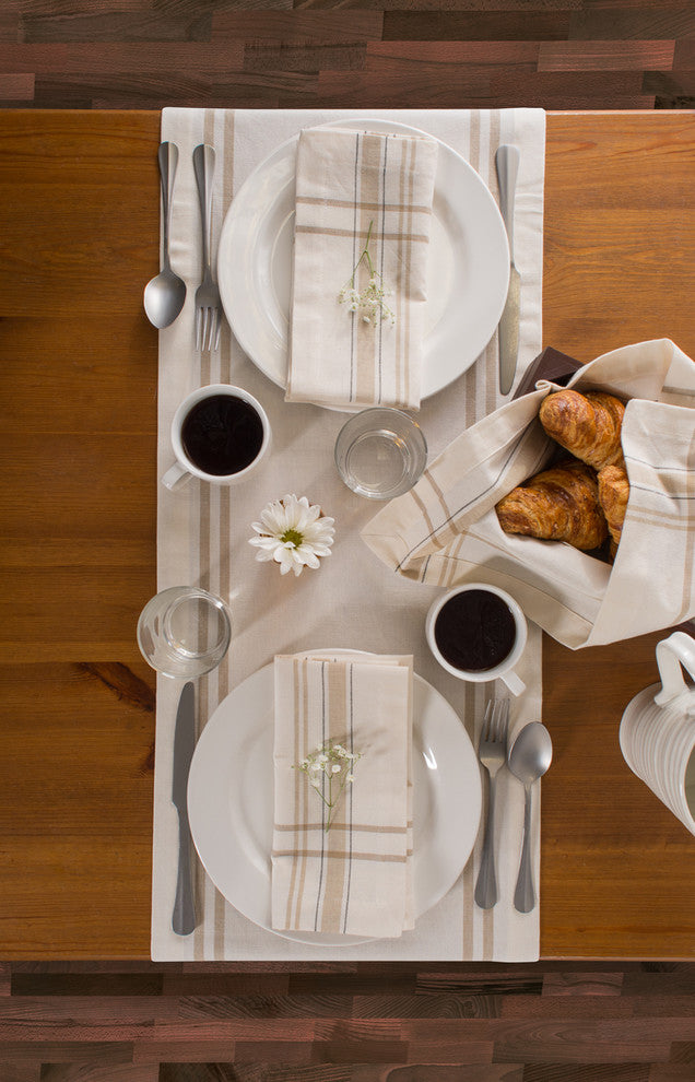 DII White Chambray French Stripe Table Runner 14"x72"