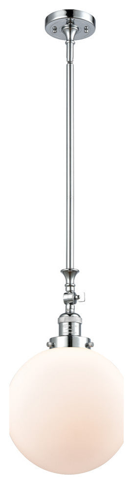 X-Large Beacon 1-Light Mini Pendant, Polished Chrome, Matte White