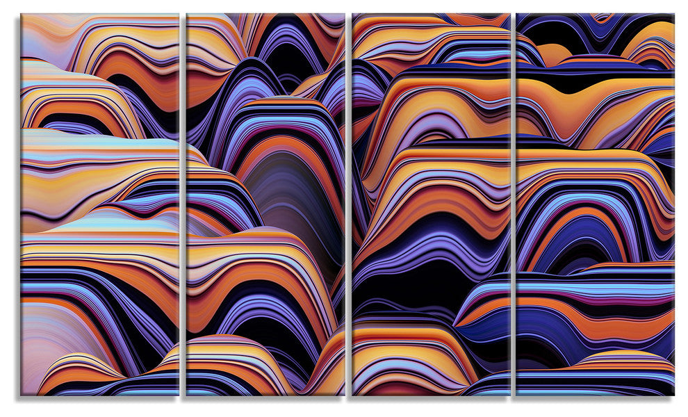 Abstract Mountains 3D Texture, Abstract Canvas Art Print, 48"x28", 4 Panels