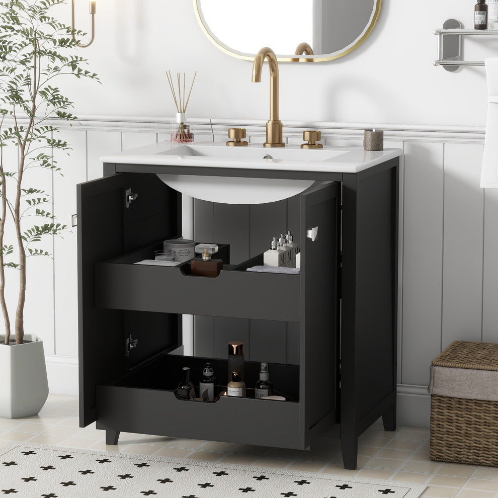 30 Inch Freestanding Bathroom Vanity with Ceramic Sink