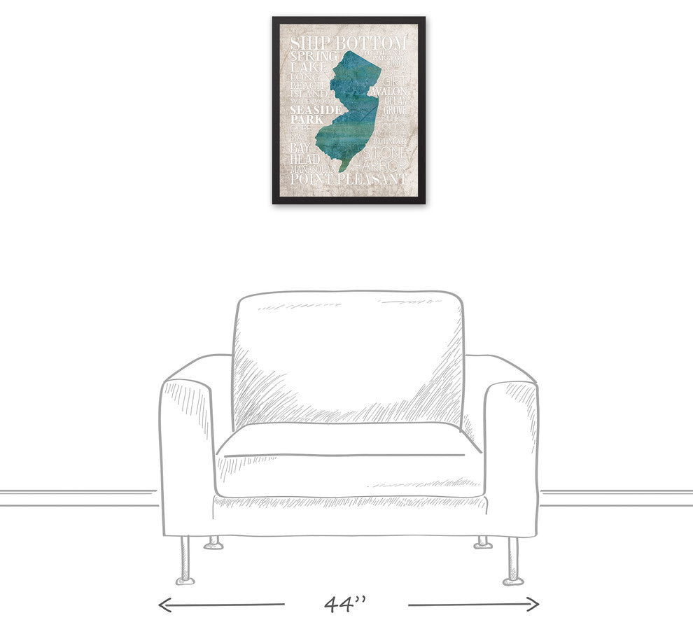 Jersey Shore Cities 16x20 Black Framed Canvas