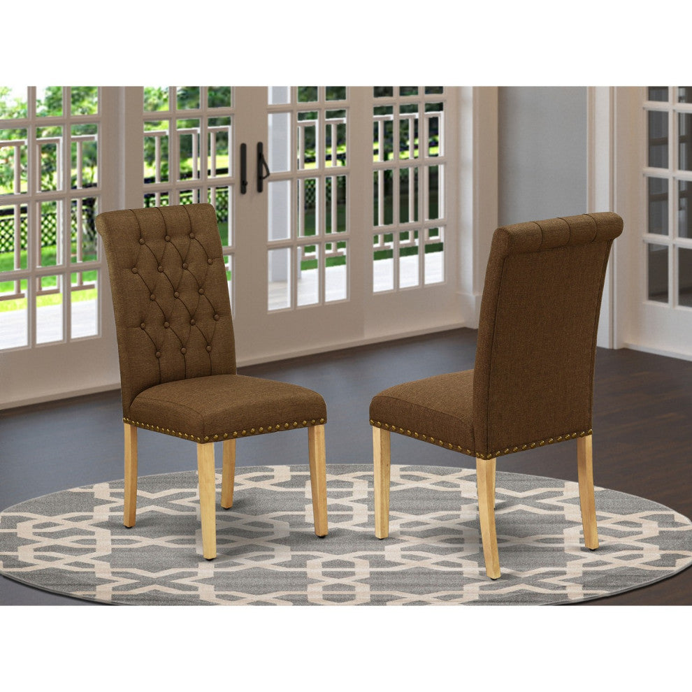 Bremond Parson Chair With Oak Leg And Linen Fabric - Set Of 2