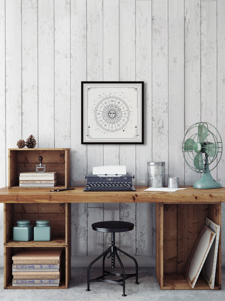 "Horoscope Circle" Framed Painting Print, 18x18