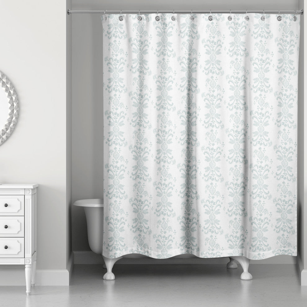 Blue Floral Crest 71x74 Shower Curtain