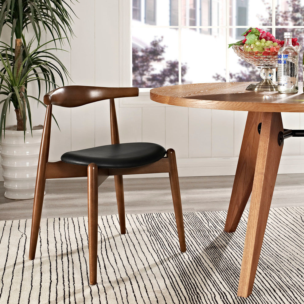Modern Contemporary Kitchen Wood Dining Side Chair Walnut Black