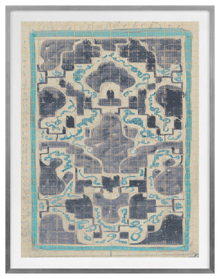 Rug Sketch 16 Fine Art Print, Silver, 41"x32"