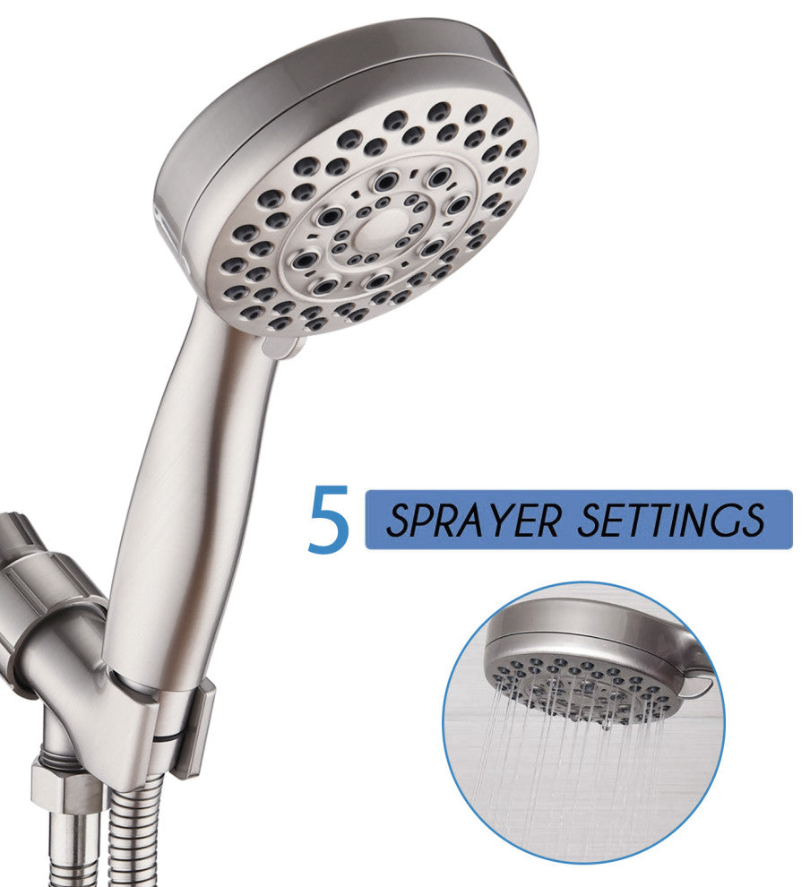 5 Spray Settings Hand Shower Set Brushed Nickel