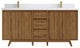 Madison Teak 72 Double Sink Bath Vanity in Dark Natural 2" White Quartz