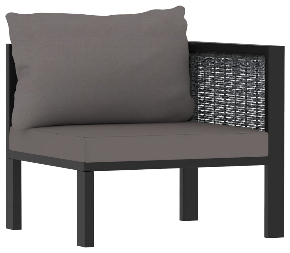 vidaXL Sectional Corner Sofa With Left Armrest Poly Rattan Anthracite