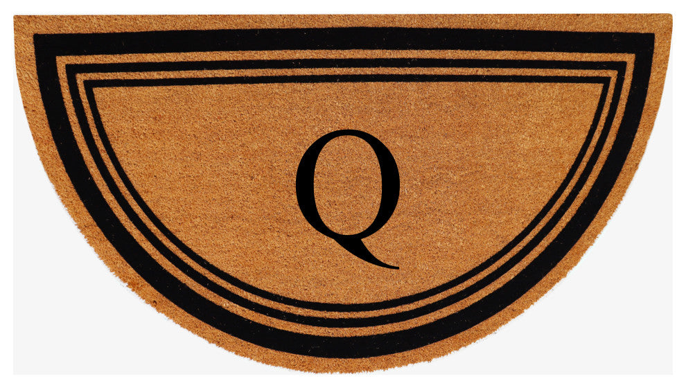 A1HC Natural Coir Flock Monogrammed Door Mat for Front Door, 30x60, Q