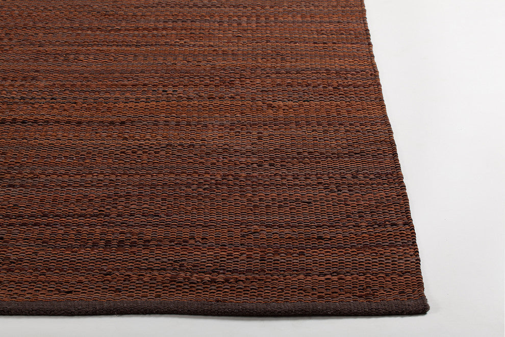 Senuri Handwoven Contemporary Leather Revrsible Rug, Brown, 7'9x10'6
