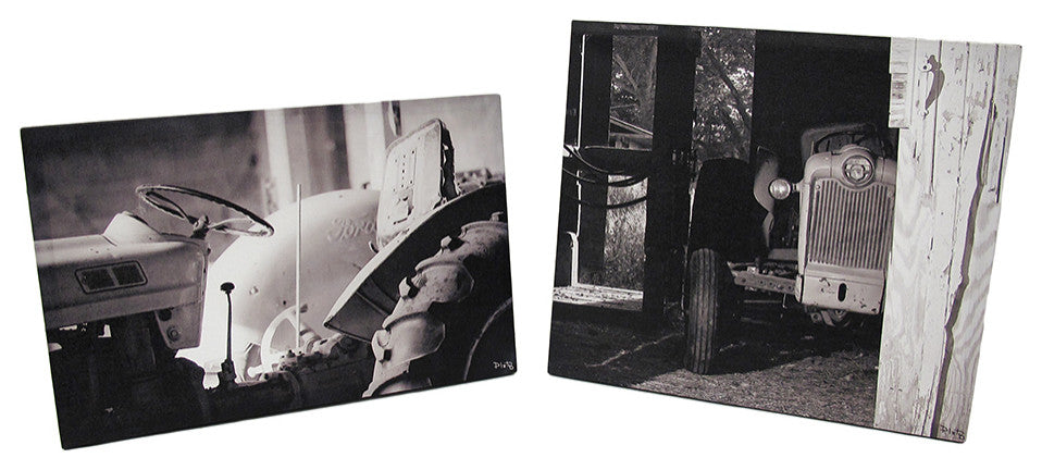 Black And White Vintage Tractors Printed Canvas Wall Hanging Set of 2