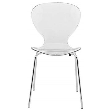 LeisureMod Modern Oyster Transparent Side Chair, Set of 4