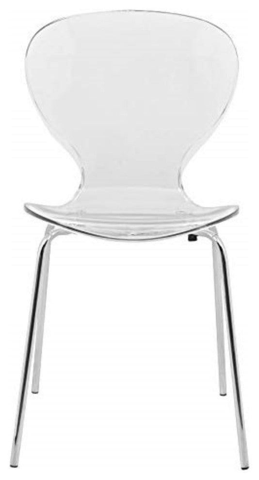 LeisureMod Modern Oyster Transparent Side Chair, Set of 4