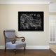 Persia, Iraq, Iran, Afghanistan Monochrome Map On Canvas With Frame, 28" X 37"
