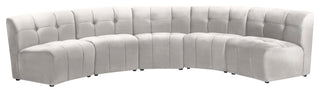 Limitless Velvet Upholstered 5-Piece Modular Sectional, Cream