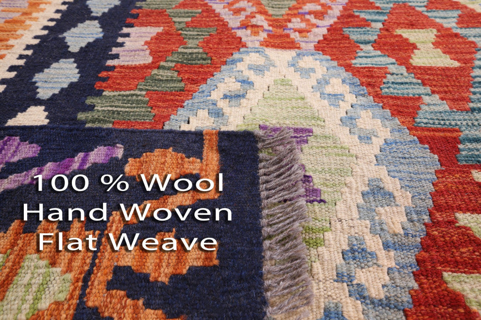 Wool On Wool Flat Weave Kilim Reversible Rug 6' 10" X 9' 9" Q9474