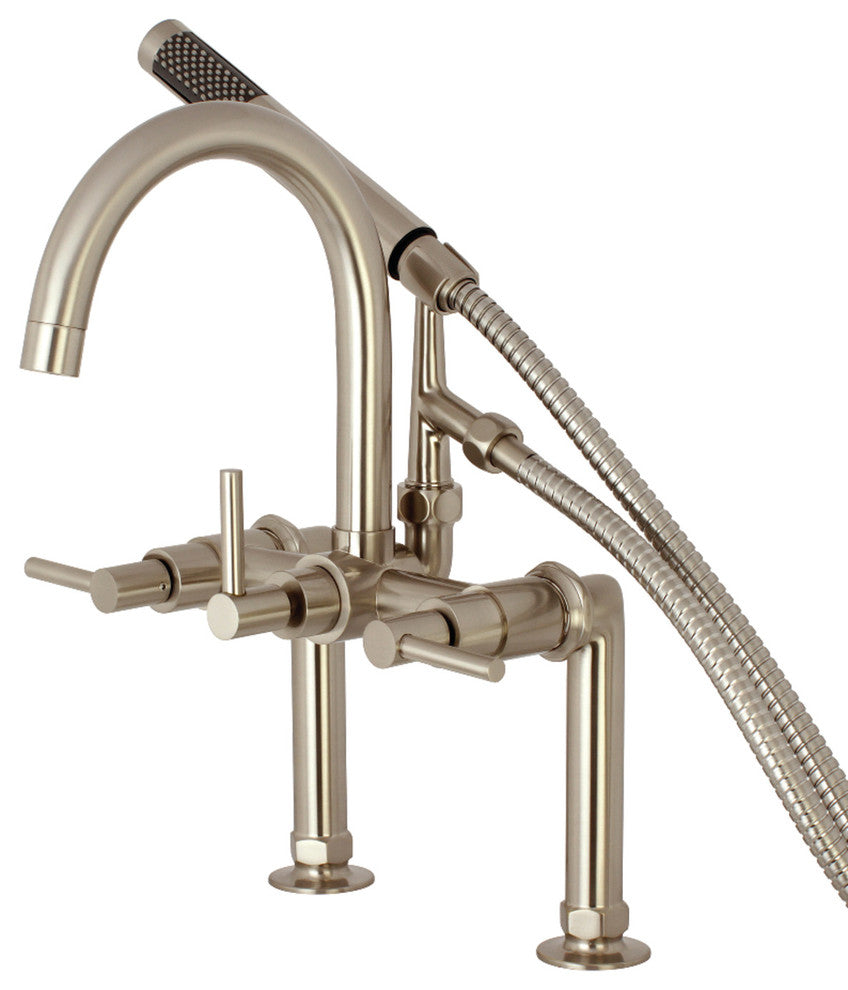 Aqua Vintage 7" Deck Mount Clawfoot Tub Faucet, Brushed Nickel