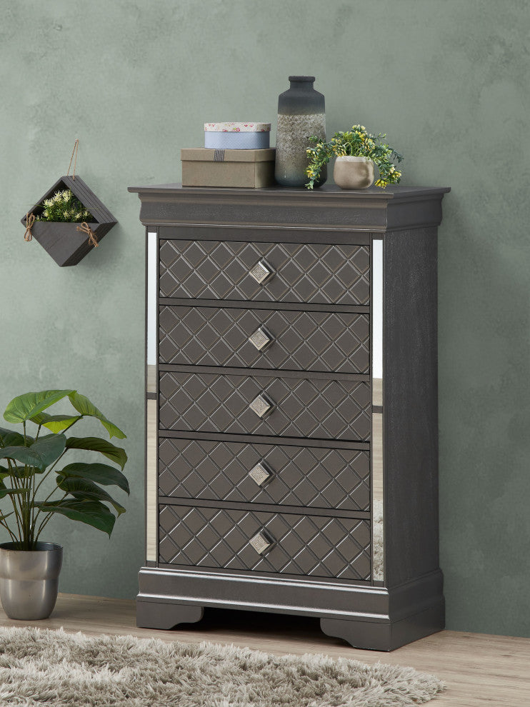 Verona 5-Drawer Chest, Charcoal