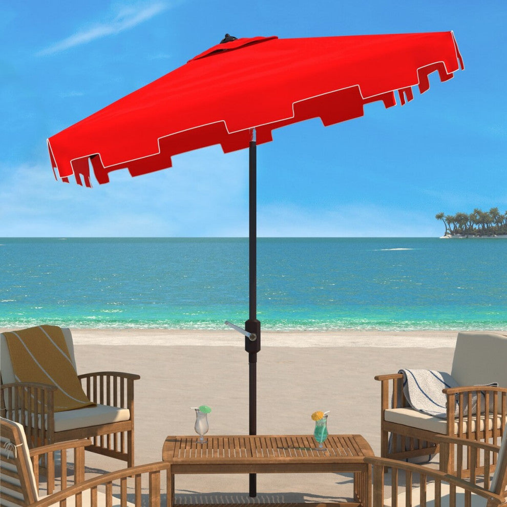 Safavieh Zimmerman 7.5' Square Market Umbrella, Red / White