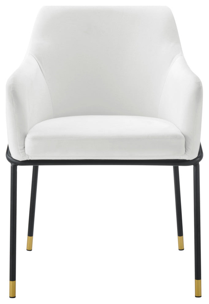 Dining Chair, White Black, Velvet, Modern, Mid Century Cafe Bistro Hospitality