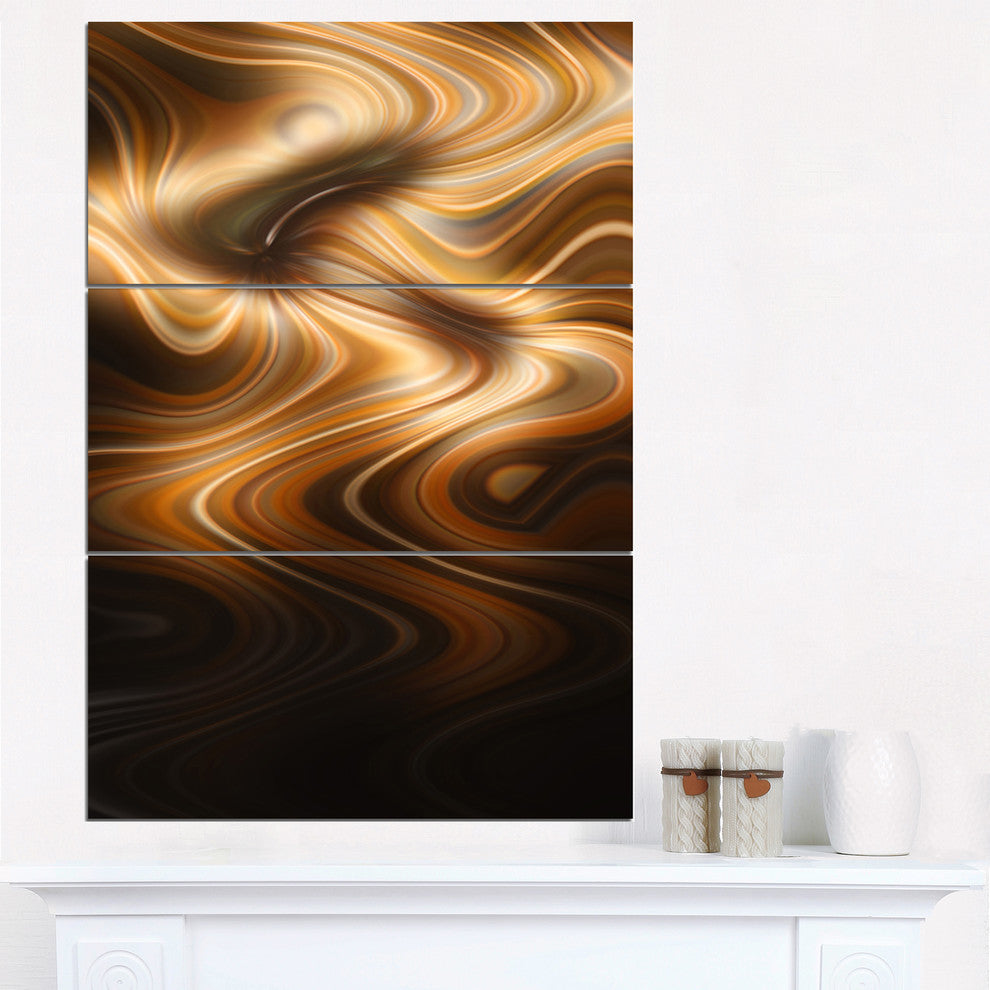 "Brown Curved Waves Texture" Digital Metal Wall Art, 3 Panels, 28"x36"