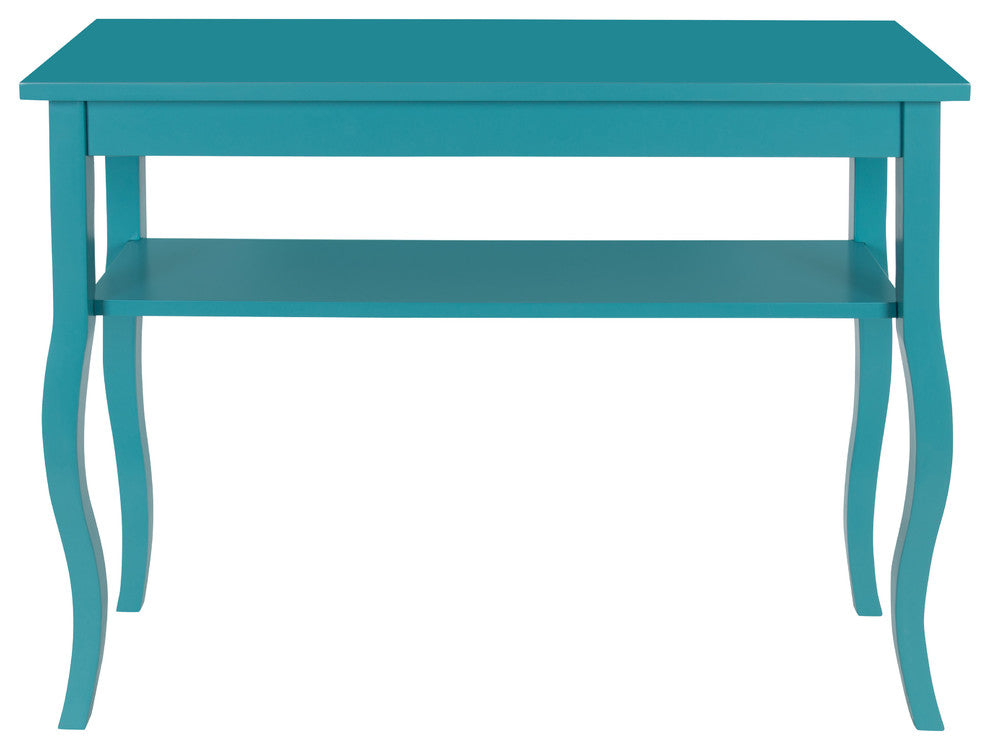 Kate and Laurel Lillian Wood Console Table, Curved Legs and Shelf, Teal