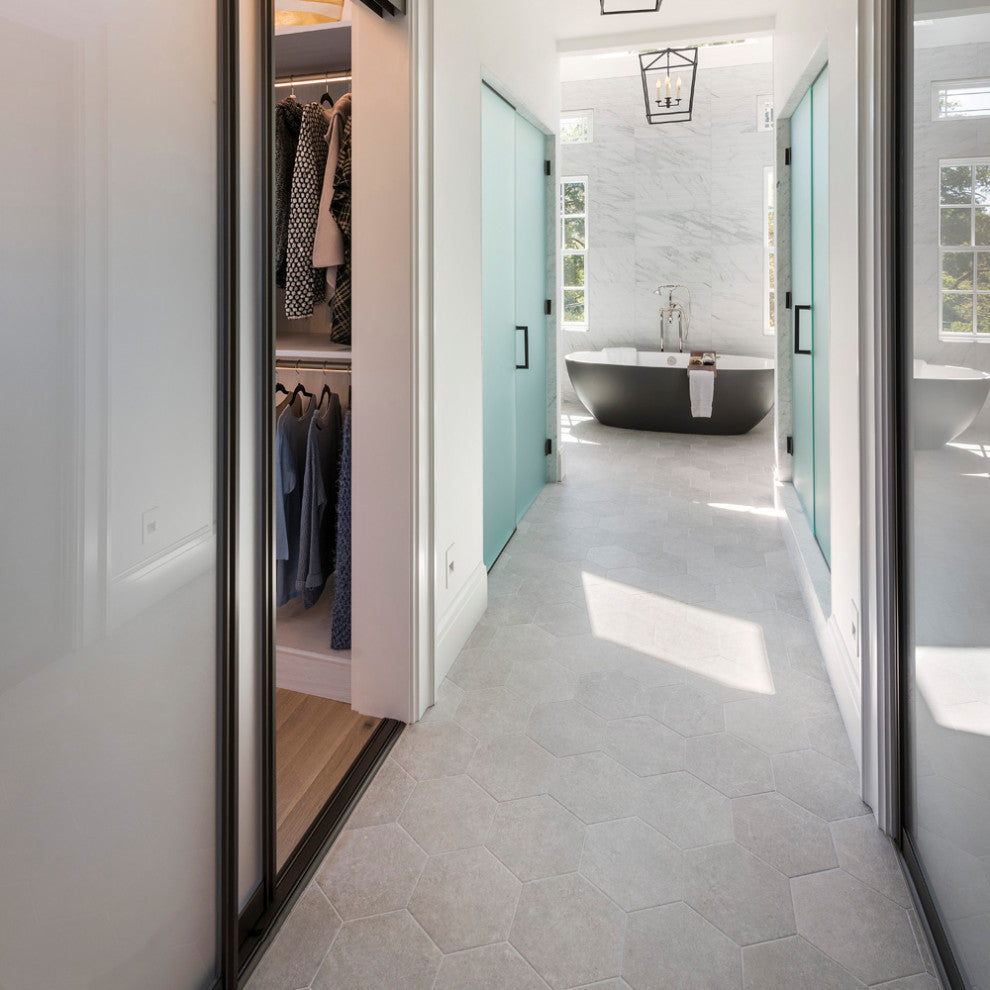 Traffic Hex Silver Porcelain Floor and Wall Tile