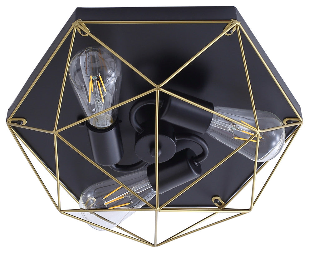 3-Light Geometric Flush Mount Light
