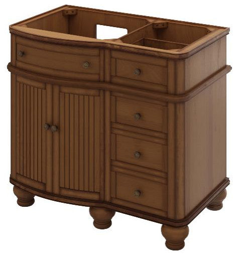 Compton Traditional Walnut 48" Oval Sink Vanity with Black Granite Vanity Top