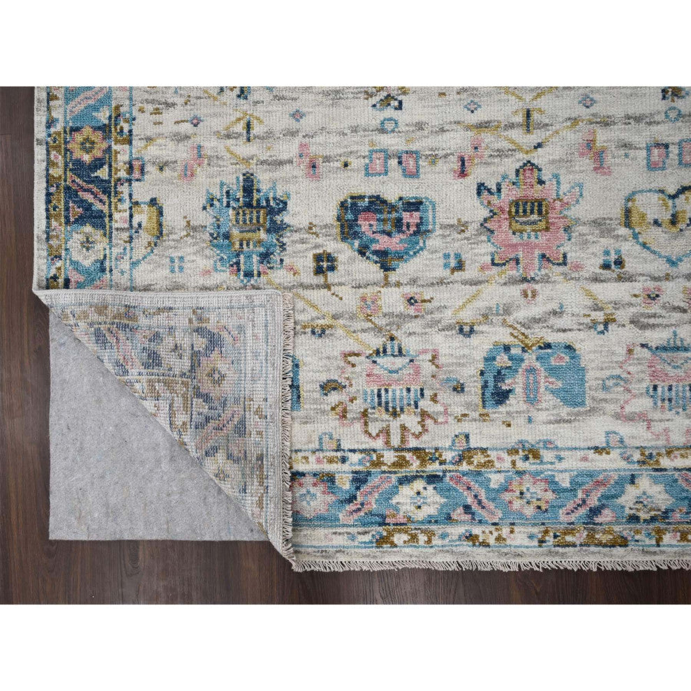 Ivory Hand Knotted Mahal Design Supple Organic Wool Oriental Rug, 7'10"x9'10"