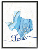 Stupell Industries Texas Agate Blue US State Design, 16 x 20