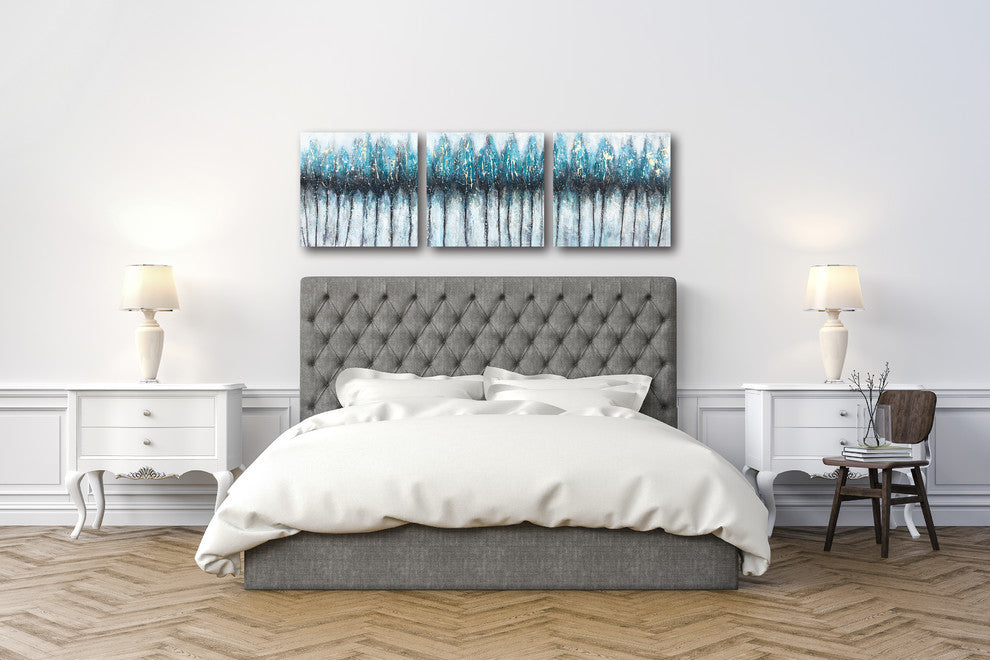 "Blue Falls" Hand Painted Canvas Art, 60"x20"