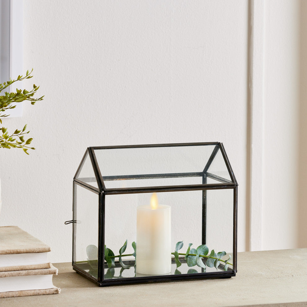 Cottage Terrarium Large, Black, 8x5x7