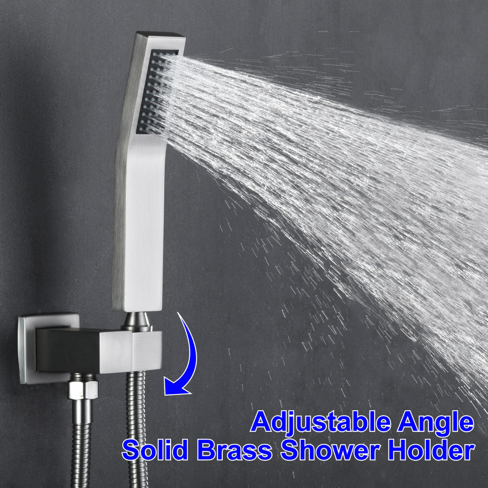 Wellfor Shower Faucet, 10" Rain Shower Head With Handheld Combo Set and Valve, Brushed Nickel