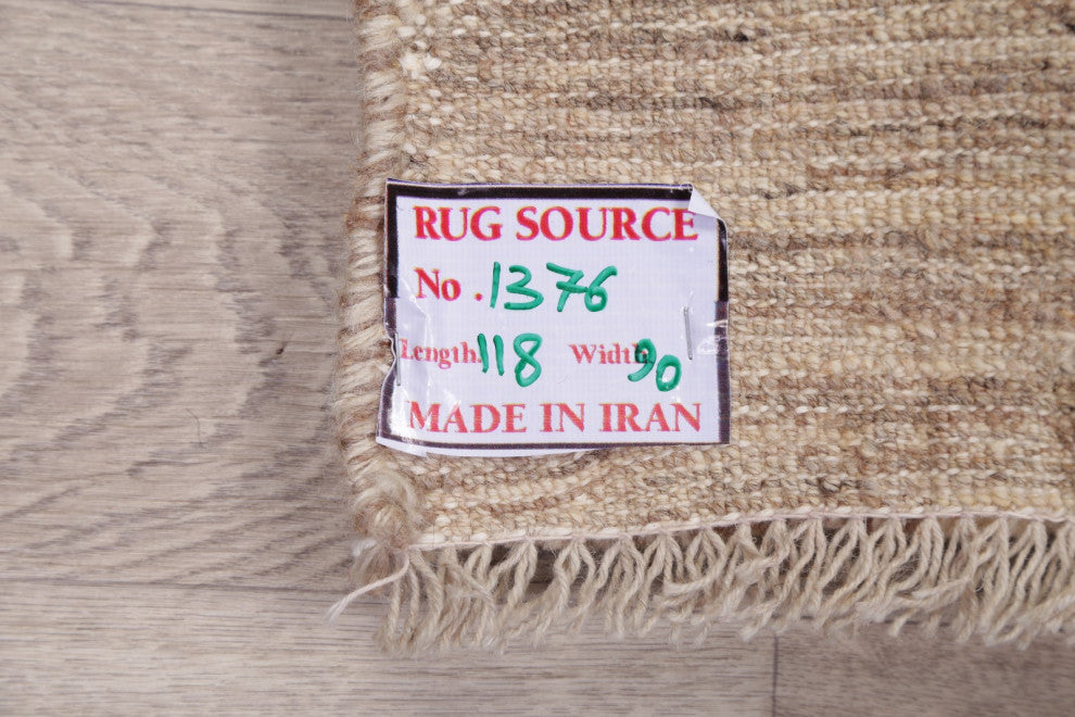 Gabbeh Solid Rustic Hand-Knotted Persian Oriental Area Rug, Beige, 3'10"x2'11