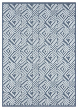 Nimes Diamond Tile Cascade Area Rug, Dark Blue, 2'x7'3"