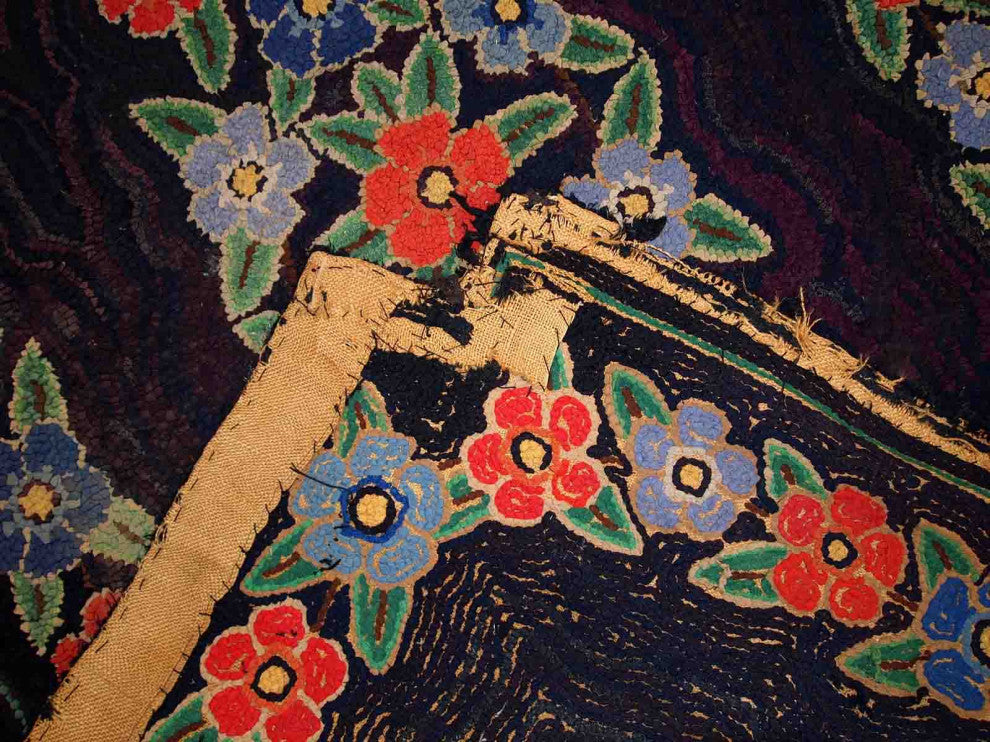 Handmade Antique American Hooked Rug, 3.4'x5.4', 103cmx166cm 1920s