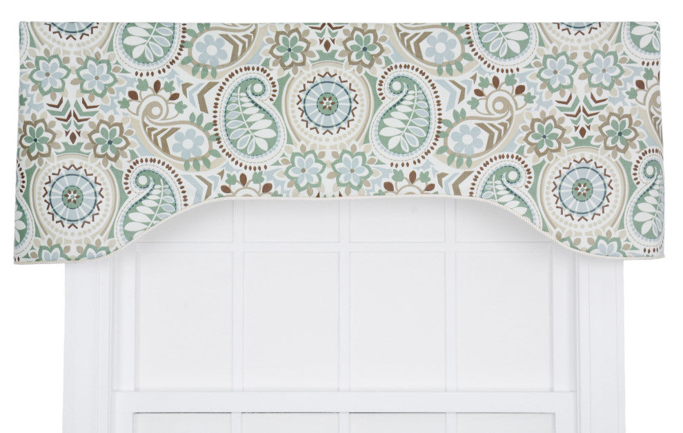 Paisley Prism 50" x 15" Lined Arch Valance, Latte